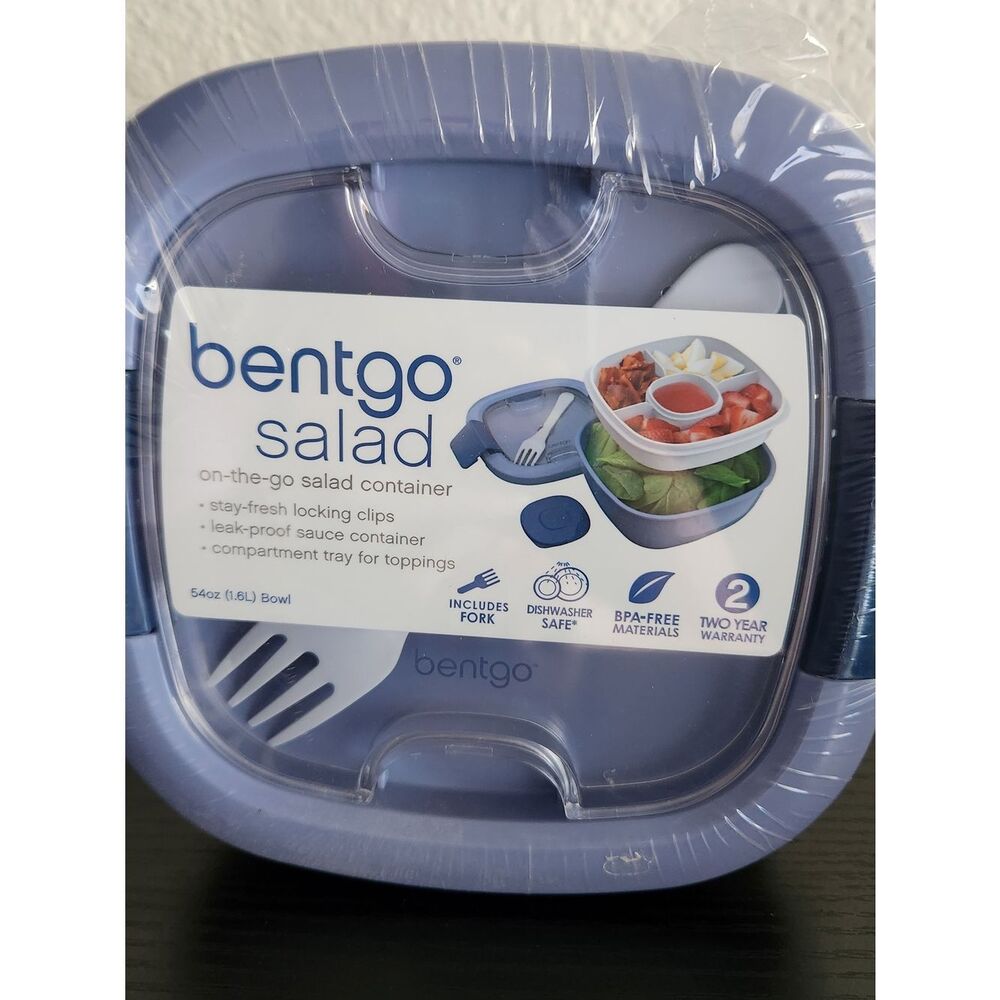 Bentgo Salad On-The-Go Container - Lavender Blue 54oz Bowl Includes Fork